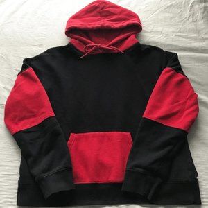 women's black and red colorblock hoodie